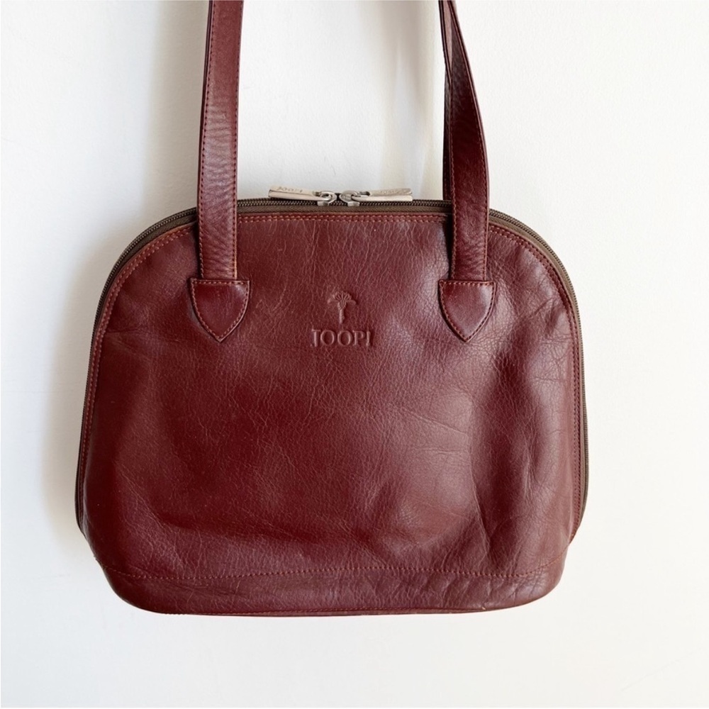 Vintage JOOP Brown Leather Shoulder Bag Full Zip Silver Hardware - Picture 4 of 15